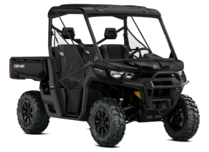 Can-Am Defender XT HD9, trois quarts avant en studio, noir Stealth
