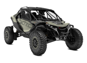 Can-Am Maverick R X rc, trois quarts avant en studio, vert Loft satin