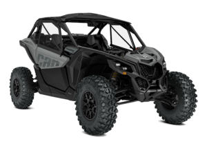 Can-Am Maverick X3 DS Turbo, trois quarts avant en studio, gris Granite