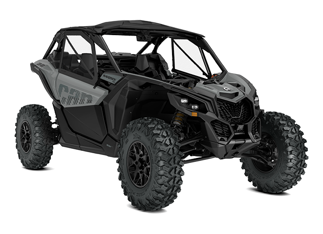 Can-Am Maverick X3 DS Turbo, trois quarts avant en studio, gris Granite