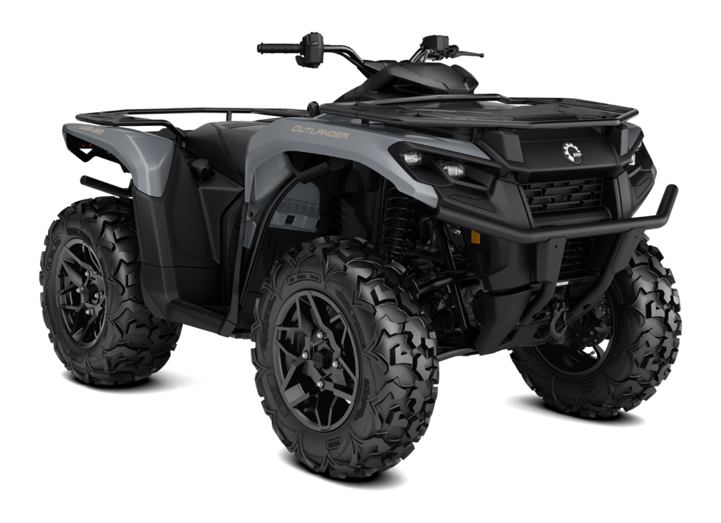 Can-Am Outlander XT 700, trois quarts avant en studio, gris Dolomite